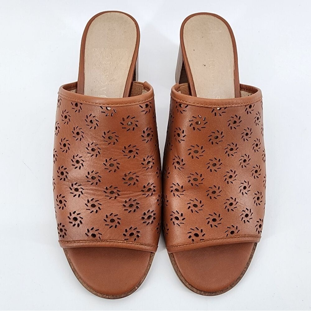 Jack Rogers Ronnie Mocha Perforated Heeled Mule Slides - Picture 8 of 9